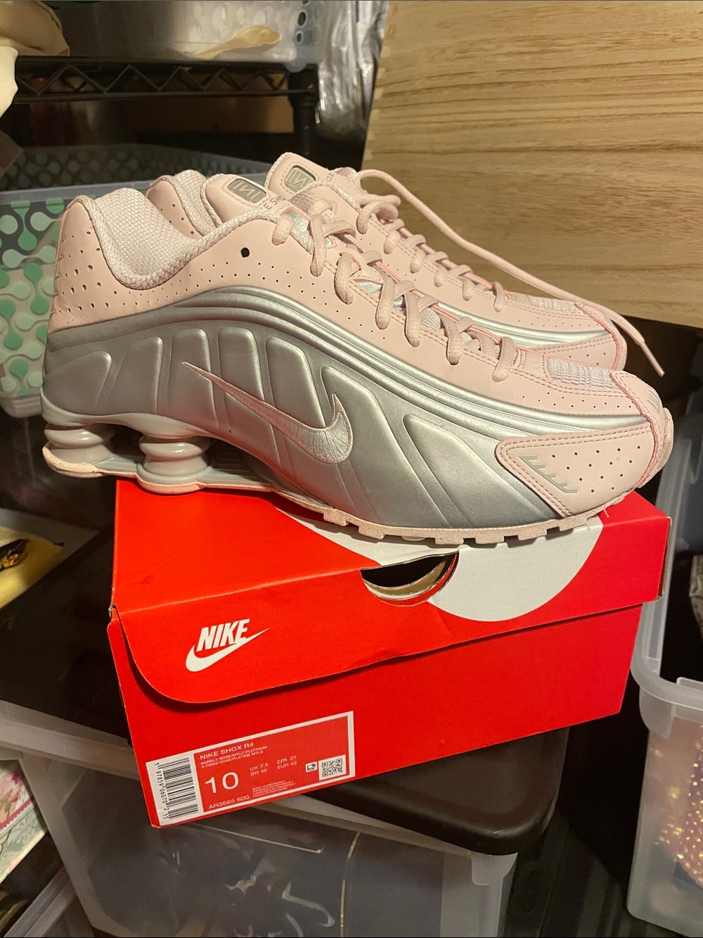 Nike Women’s Pink & Silver Shox R4 Sneakers
